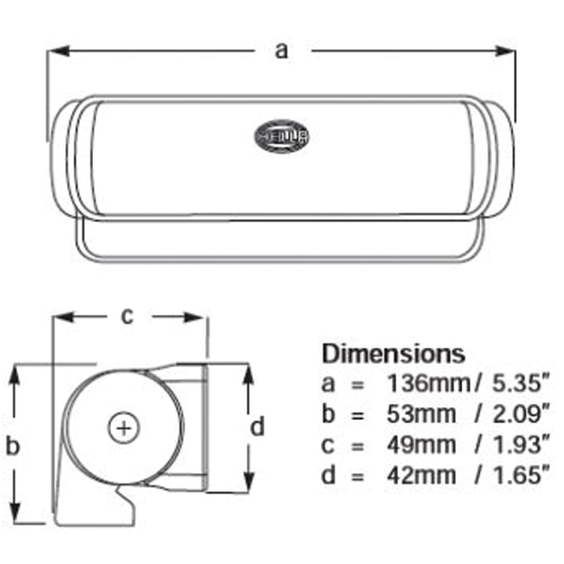 Diagram of Hella 200 Lumen Sea Hawk LED Flood Lights - Bracket Mount