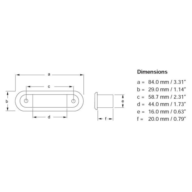Dimensions of Hella LED 9680 Series Oblong Step Lamp