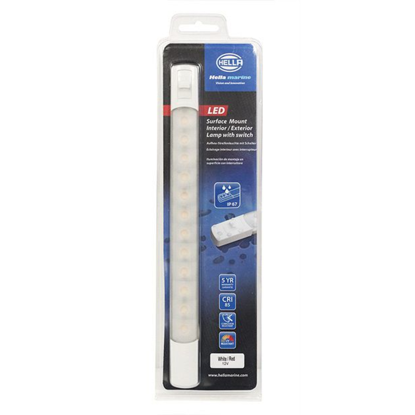 Packaging of Hella LED Surface Strip Lamps with Switch