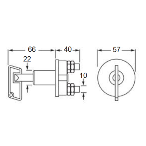 Diagram of Hella 50 Amp Battery Master Switch, Series 2843