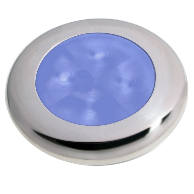 Slim Line LED Round 3" Lamps - Blue Light, Stainless Trim