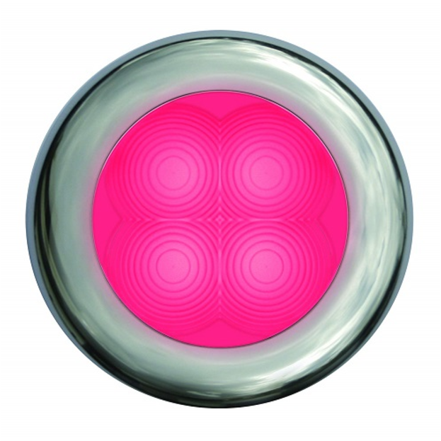 Slim Line LED Round 3" Lamps - Red Light, Chrome Trim