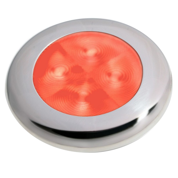 Slim Line LED Round 3" Lamps - Red Light, Stainless Trim