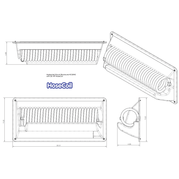 Horizontal Mount Enclosure with 25 ft Coiled Hose
