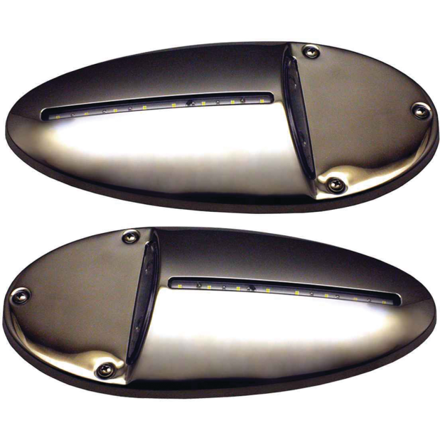 LED Surface Mount Docking Light - Mirrored Stainless Steel - Pair