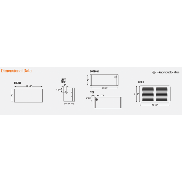 Dimensions of King Electrical PAW Series Pic-A-Watt Marine Electric Forced Air Wall Heater