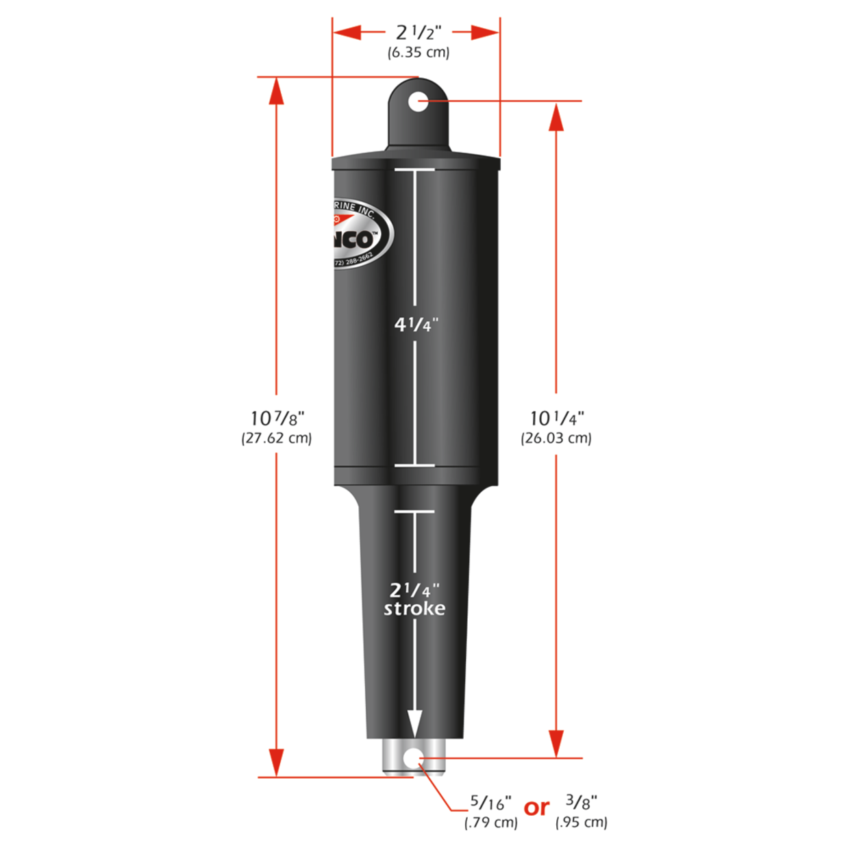 Lenco Marine Inc 2-1/4" Stroke 101 XDS "Short" Ser. Extreme Duty Electric Trim Tab Actuators