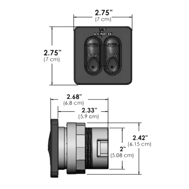 dimensions of Lenco Marine Inc Flybridge Standard Control Kits