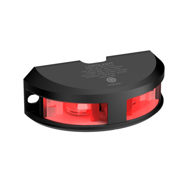 Lopolight 2 NM 180 Deg Red LED Nav Light - All Vessels Less Than 50m, Vert Mnt, Black
