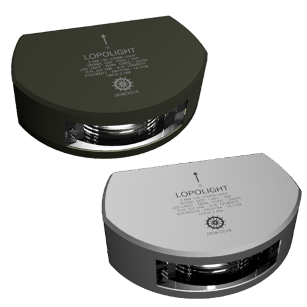 combo of Lopolight 2 NM Stern LED Nav Light - All Vessels Less Than 50m, Vert Mnt