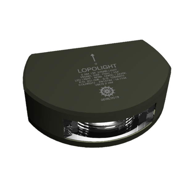 Lopolight 2 NM Stern LED Nav Light - All Vessels Less Than 50m, Vert Mnt, Black