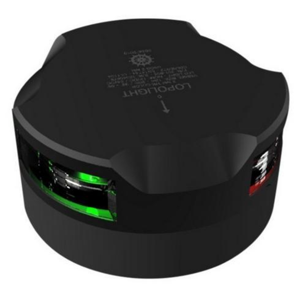 Lopolight 2 NM LED Tri-Color Navigation Light - Sailboats to 20m, Horz Mount, Black