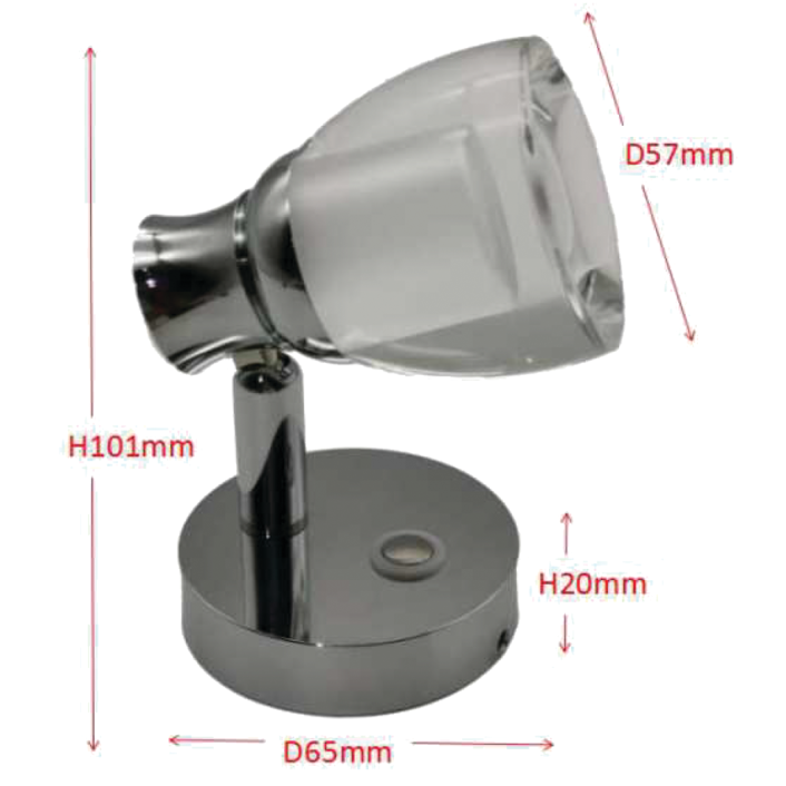 Elegant Wall Mount LED Light, Chrome Finish w/ Glass