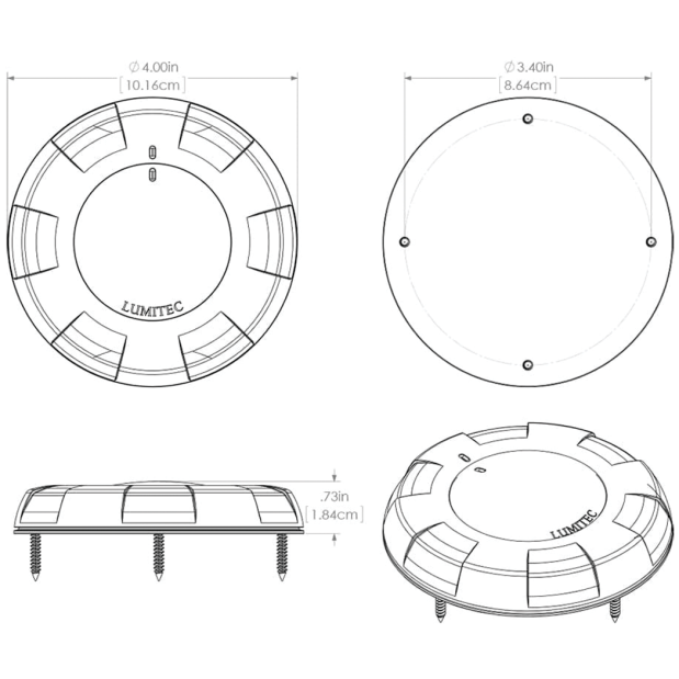 4" Aurora Surface Mount LED Dome Light - Stainless Steel Bezel