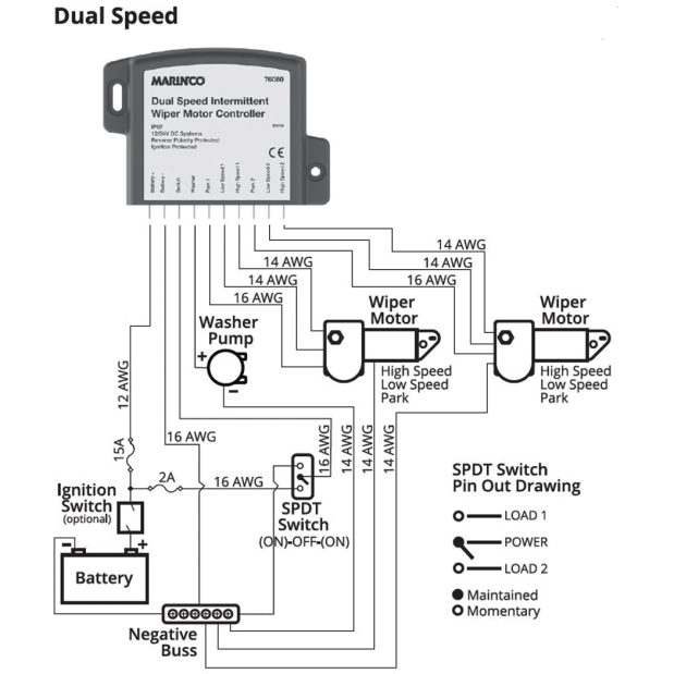 Dual Speed Wiper Motor Controller - 12/24V DC