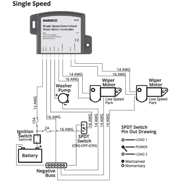 Single Speed Wiper Motor Controller - 12/24V DC