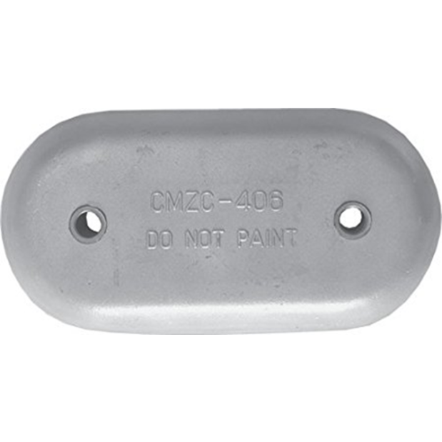 FRONT VIEW of Martyr MZC406 Rounded Oval 9" Plate Anode - Aluminum