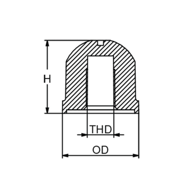 Dimensions of Martyr CM-55989 Mercruiser Inboard/Outboard Button Anode - Zinc