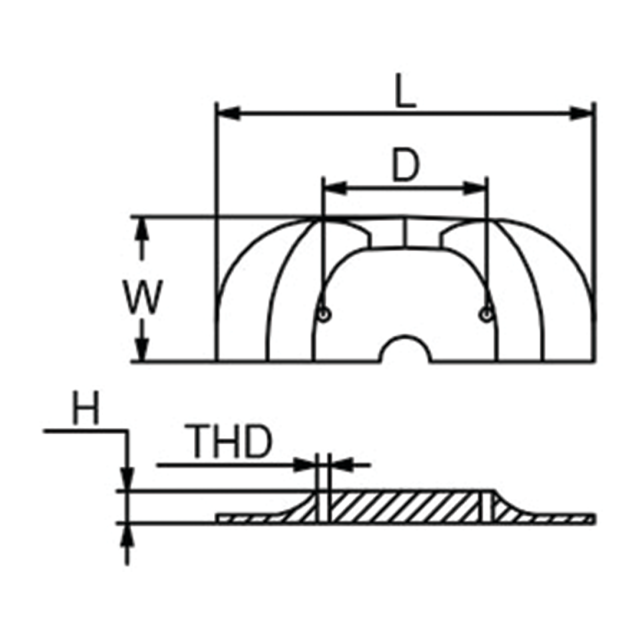 Dimensions of Martyr CM-821629C Mercruiser I/O Gen II Alpha Transom Plate Anode - Zinc