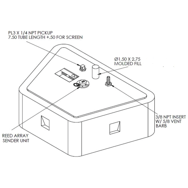 19 Gallon Below Deck Bow Fuel Tank with Top Withdrawal