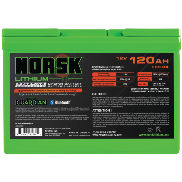 12V 120AH Heated Lithium Cranking Battery