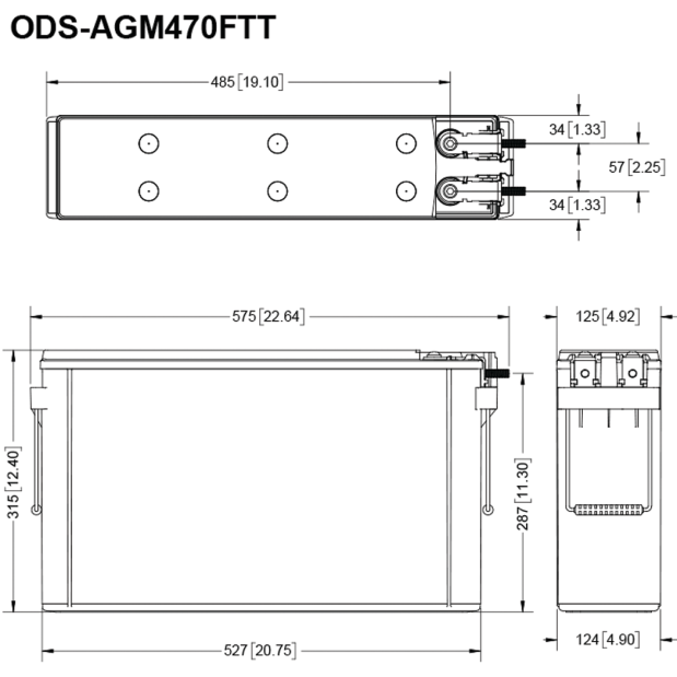 12V Odyssey PC1800-FT Starting / Deep Cycle Battery - 1300 CCA, 214 Ah