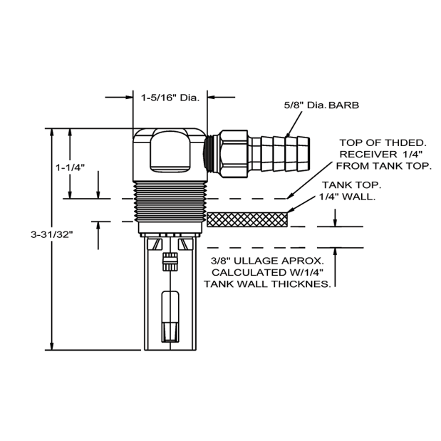 Dimensions of Perko Fuel Fill Limit Valves - NPTF Threaded, EPA Compliant