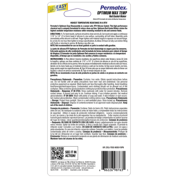Optimum Easy-Disassembly Red RTV Silicone Gasket Maker