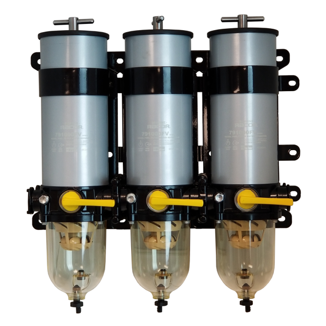 Racor 1000FV Triple Turbine Diesel Fuel Filter - Clear Bowls