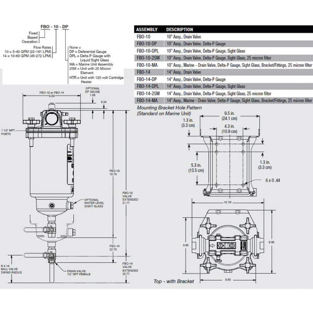 FBO-10 High Flow Fuel Filter/Water Separator - Industrial Series