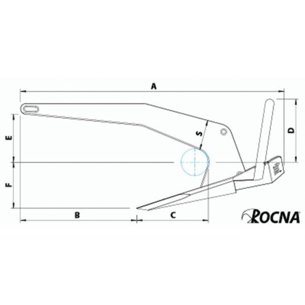 Dimensions of Rocna Anchors Rocna Anchor - Galvanized Steel