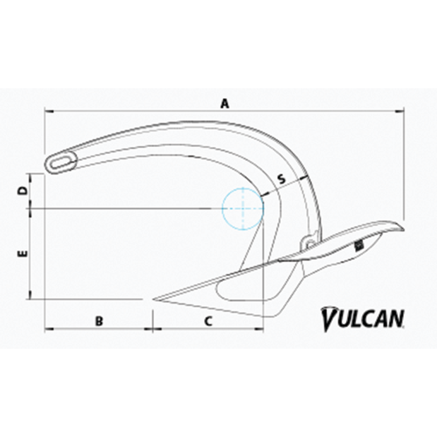 Dimensions of Rocna Anchors Vulcan Anchor - Stainless Steel
