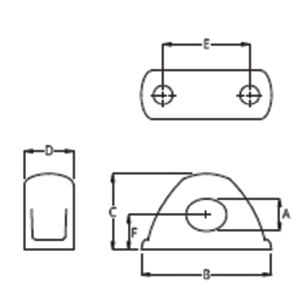 Dimensions of Ronstan Aluminum Fairleads - Singles