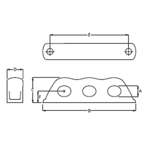 Dimensions of Ronstan Aluminum Fairleads - Triples