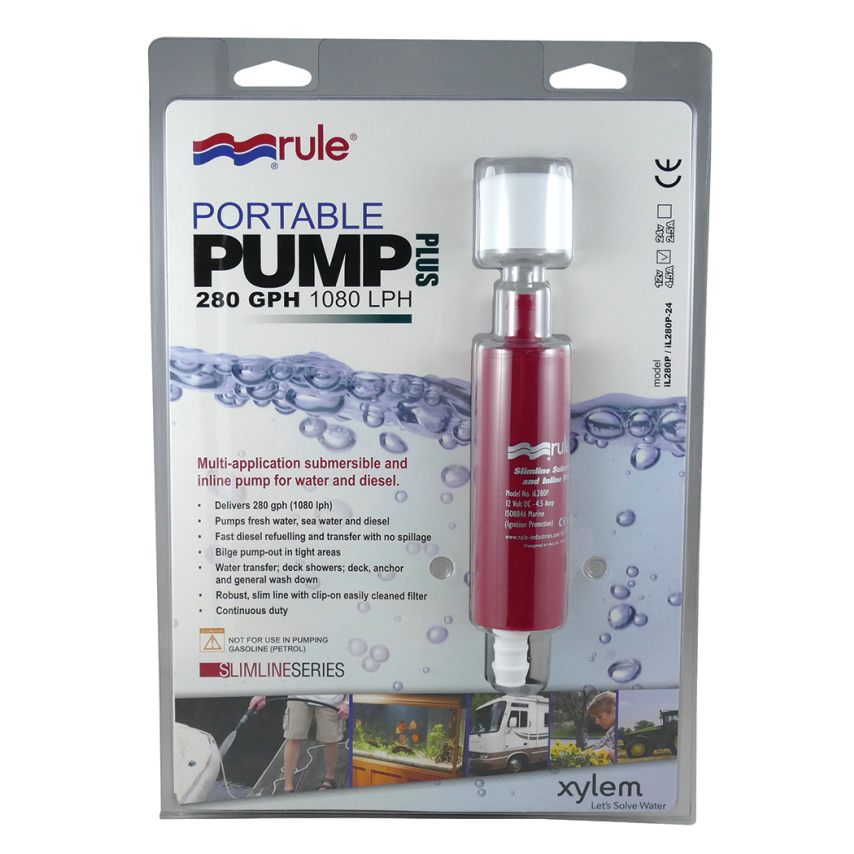 retail of Rule iL280Plus Portable Submersible or In-Line 12V Pump - 280 GPH