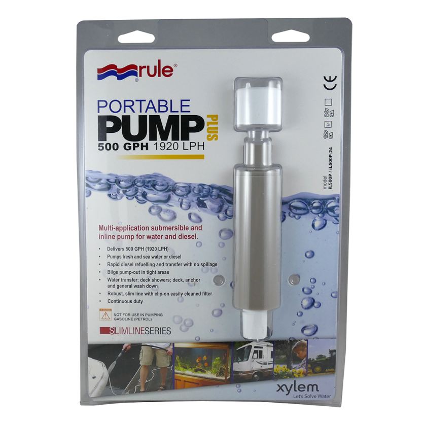 retail of Rule iL500Plus Portable Submersible or In-Line 12V Pump - 500 GPH