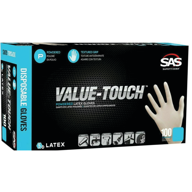 Value-Touch Latex Powdered Disposable Gloves - 5 Mill