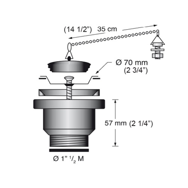dia of Scandvik 1-1/2" Threaded Sink Drain