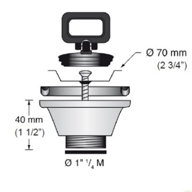 dim of Scandvik 1-1/4" Sink Drain