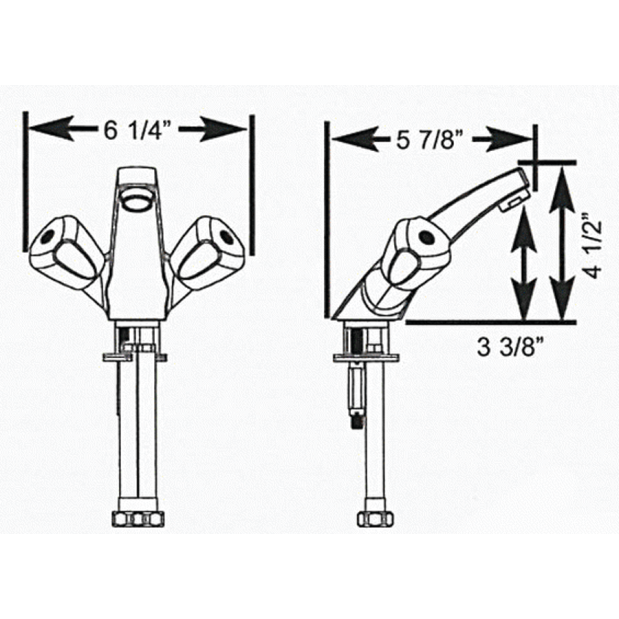 Dimensions of Scandvik Classic Sink Mixer - Forward Sloping