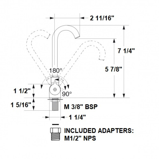 dia of Scandvik Folding Mixer with Tall Spout