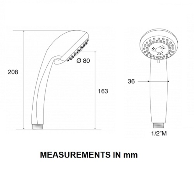 dia of Scandvik Executive ABS Plastic Shower Handle