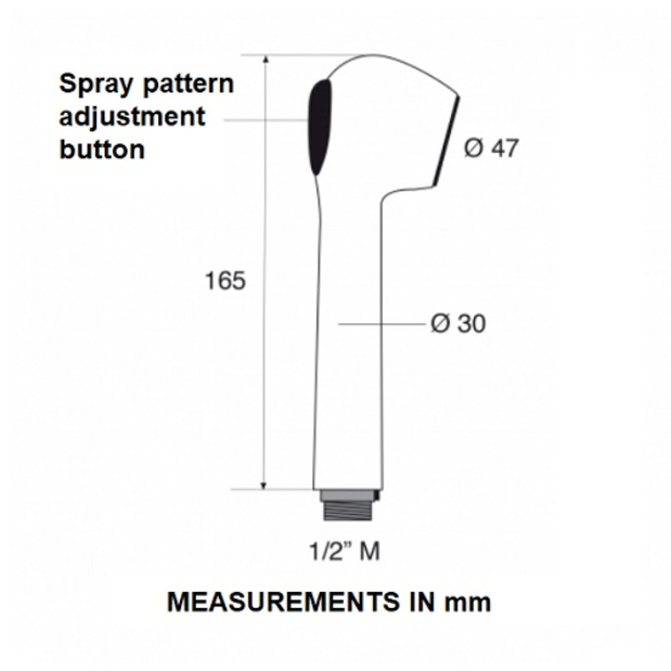 dia of Scandvik Pull-Out ABS Plastic Handle for Galley Mixers