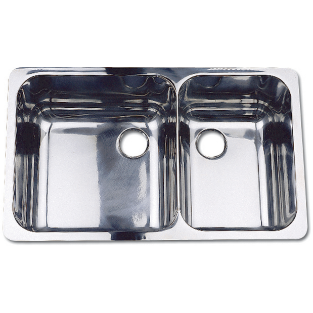 10233 of Scandvik Rectangle Asymmetric Double Sink - Mirror Finish