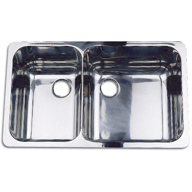 10235 of Scandvik Rectangle Asymmetric Double Sink - Mirror Finish