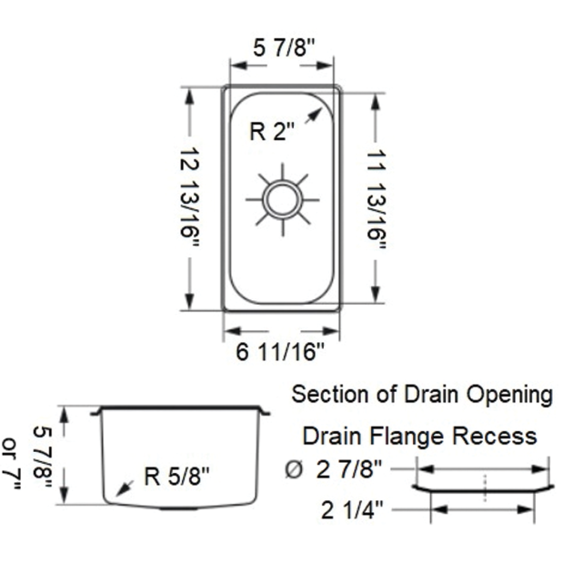 Rectangular Sinks - Mirror Finish 18/10 Stainless Steel