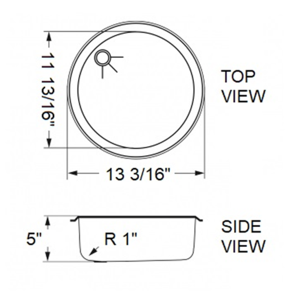 dia of Scandvik Round Sink - Brushed Finish, 18/10 Stainless Steel