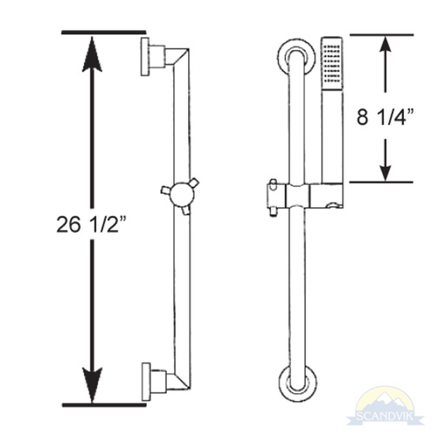 Scandvik Nordic Heavy Duty Adjustable Shower Rail Kit