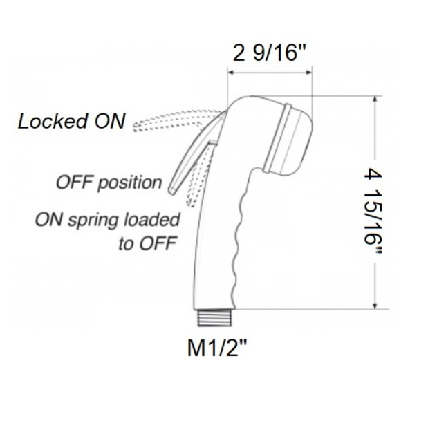 dia of Scandvik Straight Euro ABS Trigger Sprayer Handle