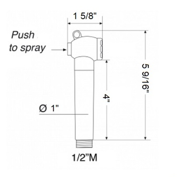 dia of Scandvik Straight Push-Button Brass and ABS Sprayer Handle 